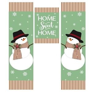 Evergreen 3 Piece Door Banner Kit Winter Snowman Home Sweet Home A13